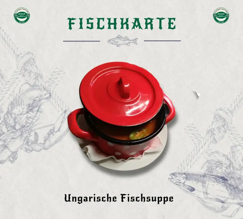 Ungarische Fischsuppe im roten Topf