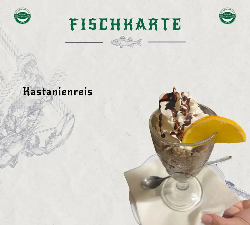 Kastanienreis mit Schlagobers und Schokosauce